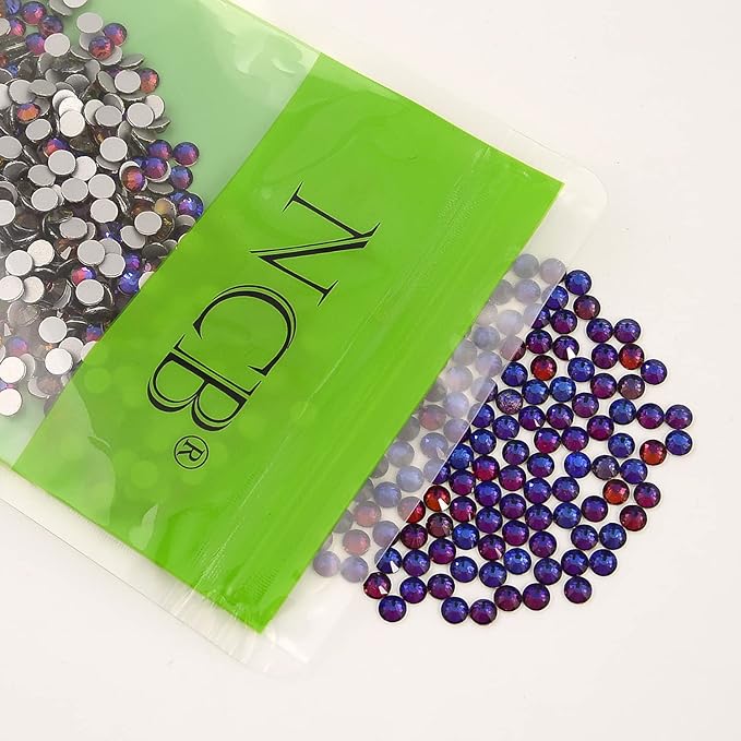 NCB Nancybeads 3000pcs Flatback Round Glass Nail Art Rhinestones Crystal for DIY Making Accessories Shoes, Clothes, Face Art, Bags, Manicure (Blue Volcanic, SS3 3000pcs)
