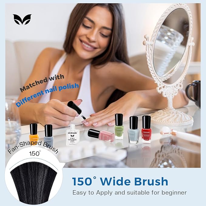 Morovan Base Coat Nail Strengthener: 3 IN 1 Nail Growth Top Coat Clear Quick Dry Nail Polish Strong Repairs Damaged Nail Hardener Long Lasting Shine No Chip Fingernail Treatment Care for Women Girls