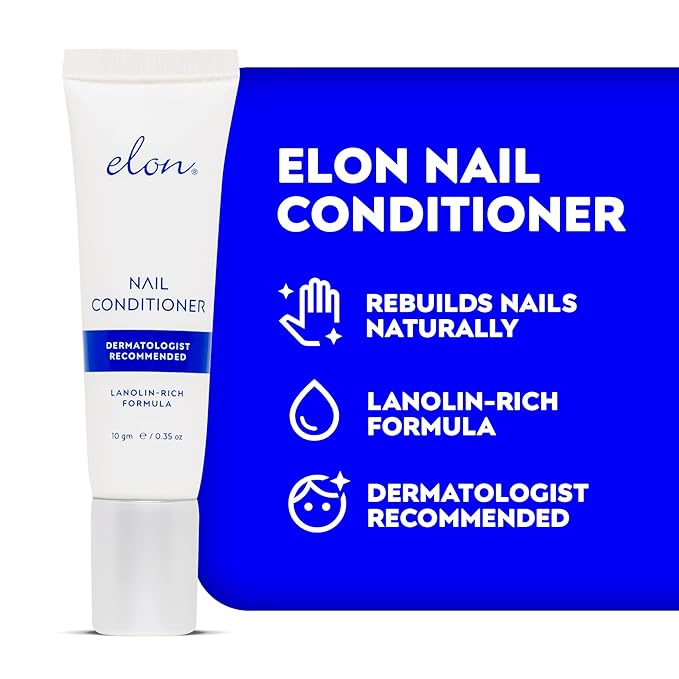 Elon Lanolin-Rich Nail Conditioner – Strengthens Nails, Protects Cuticles, Dermatologist-Recommended for Brittle & Damaged Nails (10g Tube)