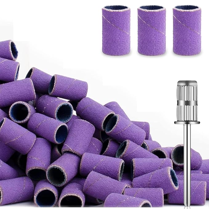 120Pcs Nail Drill Bits Sanding Bands with Nail Drill Bits, Professional Sand Band 240# Fine Grit Nail File Sanding Bands for Acrylic Nails Manicures and Pedicure