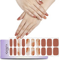 Semi Cured Gel Nail Strips – Real Gel Nail Polish Wraps for Brittle Nails | Long Lasting Easy Peel-Off Removal | Hema-Free | 20-Piece Fall Pattern Salon Sticker Kit with File & Stick