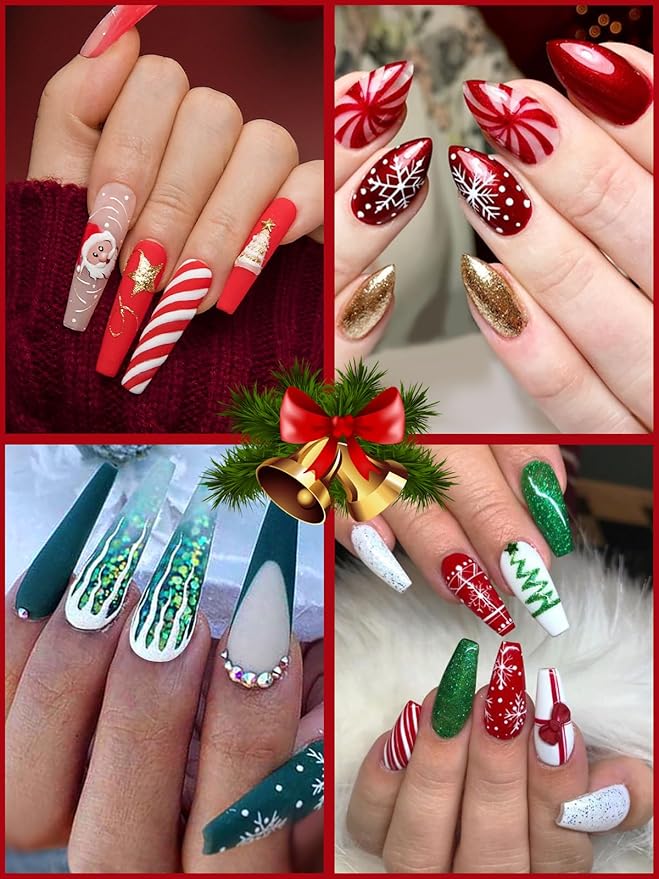 EBANKU Acrylic Powder, 6 Colors Acrylic Nail Powder Red Green White Gold Glitter Acrylic Powder for Nail Extension French Nail, Long-Lasting, No Nail Lamp Needed, 0.35 oz