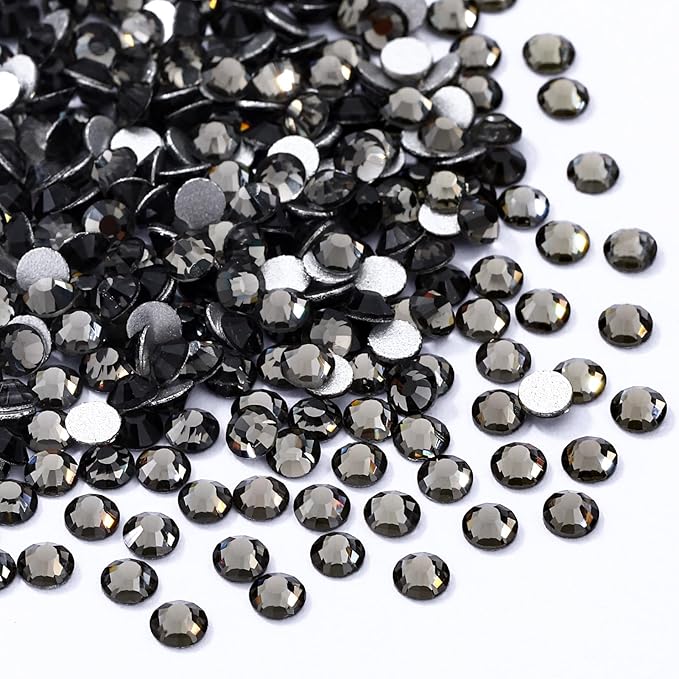 Gray Flatback Rhinestones, Glass Rhinestones for Nail Art and Craft, Glue Fix, Loose Crystal Gemstones(Gray, SS6, 1440pcs, 1.9-2.0mm)