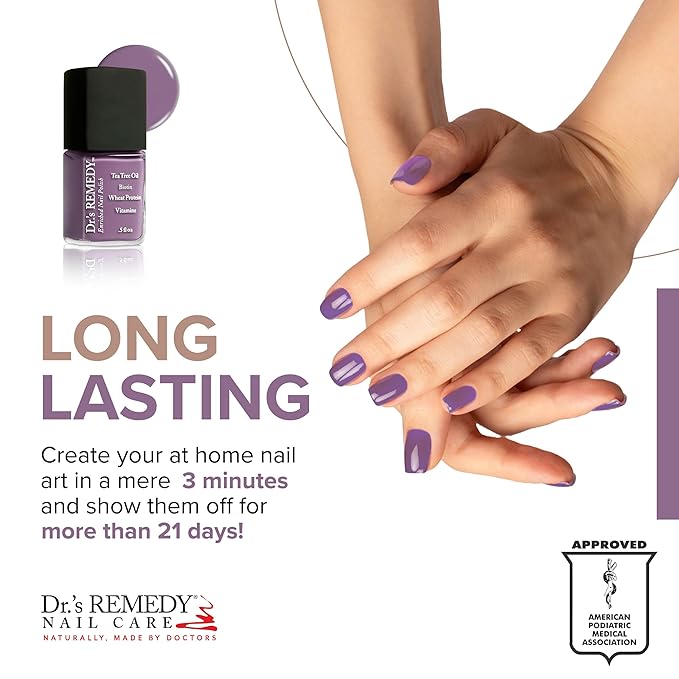 Dr’s Remedy Enriched Nail Polish: Non Toxic, All Natural, and Organic - Doctor Formulated: Strengthens, Restores, Heals, and Protects '24-Free' - PLUCKY Plum