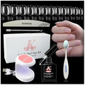 Short Square Gel x Nail Tips Kit, 552pcs Press on XS Short Square Gelly Tip with Portable U V light, 5 in 1 UV Gel Glue for Nails, Full Cover Nail Art Extensions DIY Manicure Set for Women