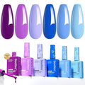 Beetles Purple Blue Gel Polish Set - 6 Colors 15ml Hema-Free Baby Blue Purple Polish Kit Spring Wisteria Whisper Collecction Soak off Uv Led Lamp Nail Art Salon Colorful Bottle Manicure