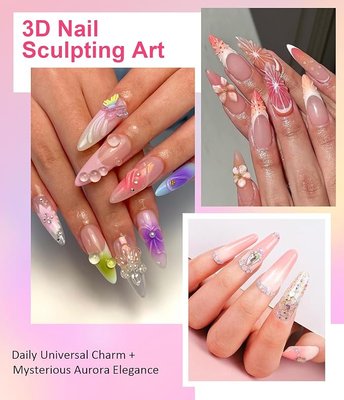Solid Builder Gel For Nails - Non-Sticky Hand 3D Gel Nail Art Easy Shape 3D Sculpting for Extensions & Carving Molding Sculpture with Silicone Mold Tools Home Salon Manicure DIY