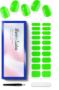Semi Cured Gel Nail Strips - UV Light Gel Nail Stickers - 20 Long Lasting Salon Quality Wraps (Acid Drop Green)