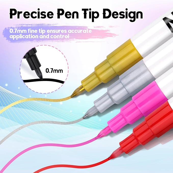 Kalolary 6 Color Nail Art Pens Set, Nail Polish Pens 0.7MM Fine Tip Acrylic Paint Pen Nail Art Markers Quick-Dry Nail Art Tools for Dotting Drawing Painting DIY Nail Art Beauty Manicure（I）