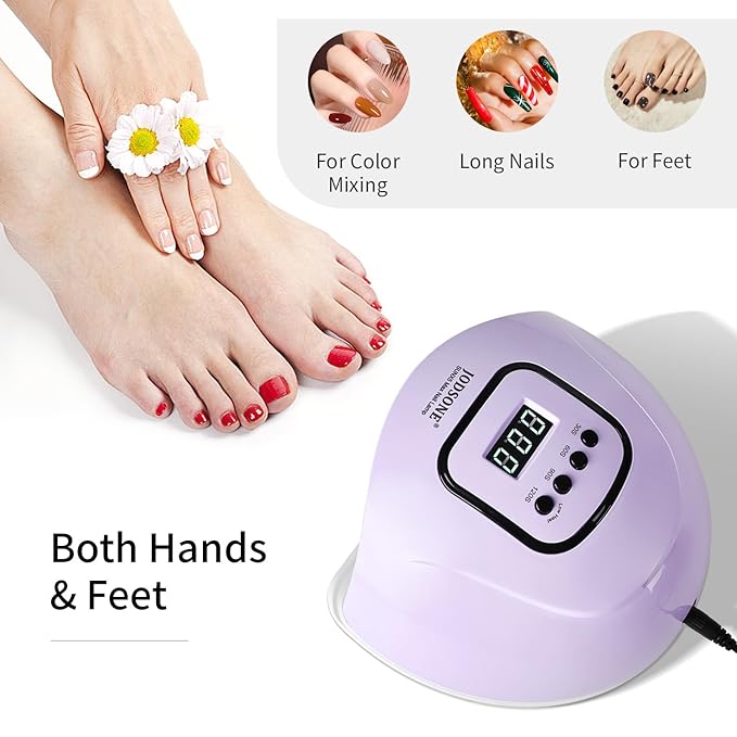 JODSONE U V LED Nail Lamp, Nail Dryer for Gel Polish with Led Light with Automatic Sensor & 4 Timers Purple