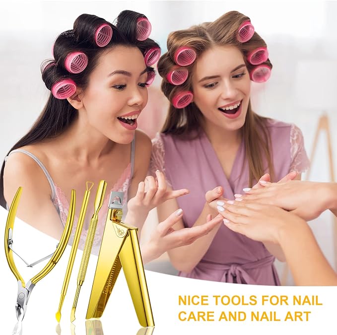 Mudder Acrylic Nail Clippers Kit False Nails Tips Cutter Professional Cuticle Trimmer Nipper Cutter Pusher Remover Stainless Steel Manicure Pedicure Art Tools Set Salon Home(Golden)