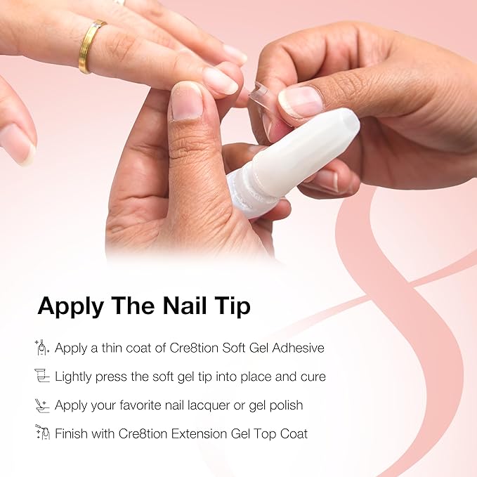 Cre8tion Soft Gel Nail Tips, Long Stiletto Shape, 602 Tips in 14 Sizes (00-9) for Professional Nail Extensions