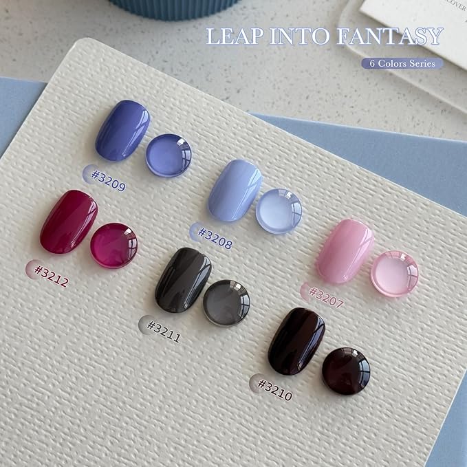 GAOY Purple Gel Nail Polish Set, 6 Colors Dark Purple Blue, Soak Off UV Light Cure Gel Polish Kit for Nail Art DIY at Home
