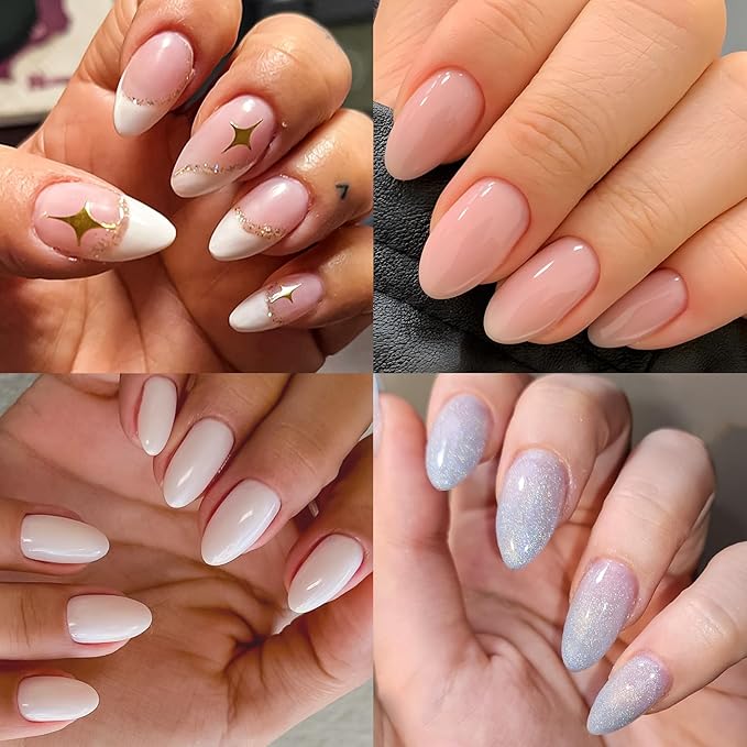 LoveOurHome 600pc Medium Almond Nail Tips Clear Fake Nails Medium Almond Gel Nail Tips Full Cover Acrylic Nails Clear Press on Nails XS Stiletto False Nail 15 Sizes Fingernail for Gel Nail Extension