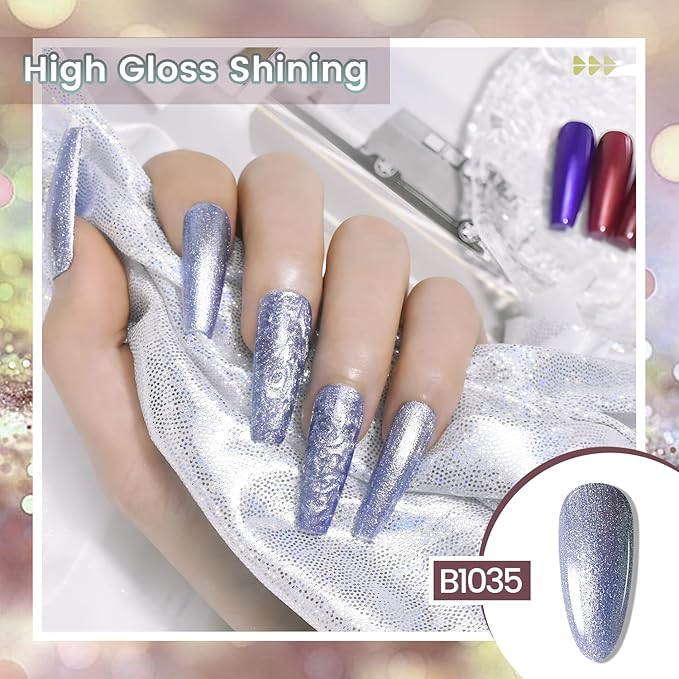 JODSONE 10ml Glitter Gel Nail Polish Set 6 Color Glitter Effect gel polish All Seasons Neutral Soak off LED Lamp Gel Manicure Set for Nail Art