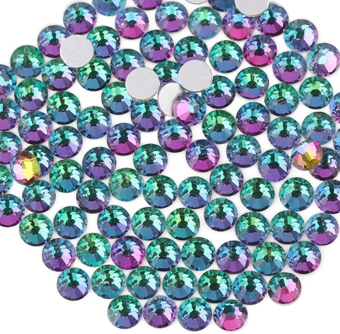 Beadsland 2880pcs Flat Back Crystal Rhinestones Round Gems for Nail Art and Craft Glue Fix,Green Volcano,SS10,2.7-2.9mm