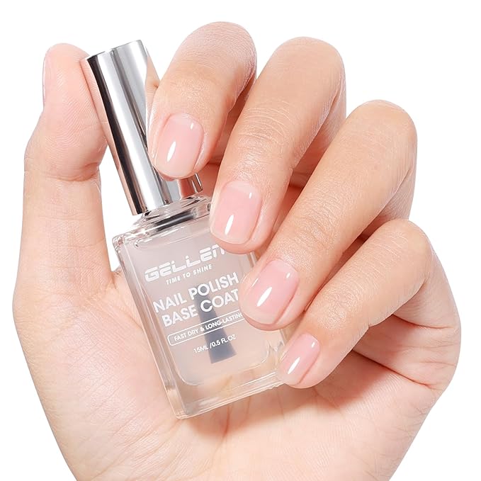 GELLEN Clear Nail Polish Base Coat, Quick Air Dry Calcium-Formula Regular Nail Polish Strengthens Nails, Anti-yellowing, Not UV Gel, TPO & HEMA Free, Non-toxic, No Chip, Long Lasting