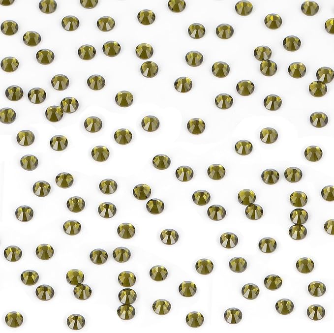 Bymitel Hotfix Crystal Rhinestones Round Gems Iron on DIY Jewelry Making Flat Back for Crafts,Olivine, 3mm(SS12/2880pcs)