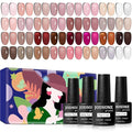 JODSONE Jelly Gel Nail Polish Set, 32 Colors Sheer Pink Gel Polish Set with Base & Top Matte Glitter Coat for Nail Art DIY Salon at Home
