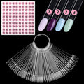 Clear Nail Swatch Sticks with Number Stickers, 50 Pcs Oval Nail Sample Swatches for Gel Polish Color Display Practice Nail Tips muestrario de colores para uñas Manicure Supplies