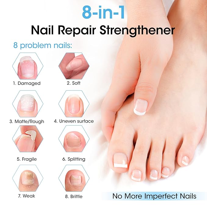GELLEN Nail Strengthener, 8-In-1 Pro Care Plant Extracts Keratin Calcium Active Nourishes, Strengthens & Growth Nail Repair Serum for Thin Damaged Nails, Air Dry, Non-Polish, Fresh Ocean Scent