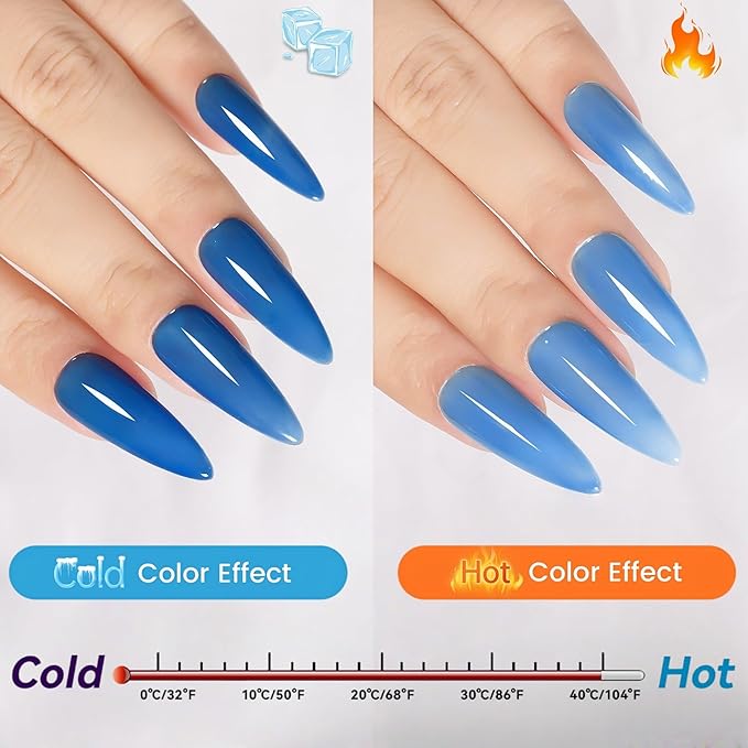 YTD Likomey Color Changing Gel Nail Polish,15ml Light Blue To Blue Mood Temperature Change Colors Thermal Ombre Salon Home Fall Winter Manicure UV Varnish,WB205