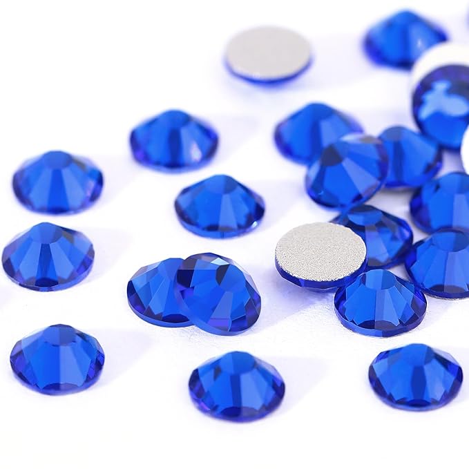 Novani Royal Blue Rhinestones, Flatback Loose Gemstones 1440pcs Glass Crystal Bulk for Clothes Shoes Crafts Makeup Nail Art and DIY Decorations(SS6, Sapphire)