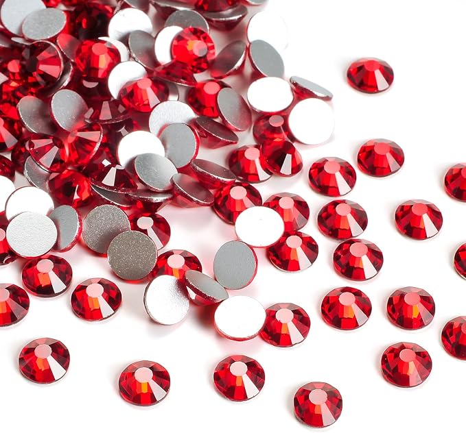 2880pcs Flat Back Rhinestones Glitter Round Crystal Gems Glass Rhinestones for Crafts Nail Art Clothes Shoes DIY Decorations, Siam, SS6, 1.9-2.1mm