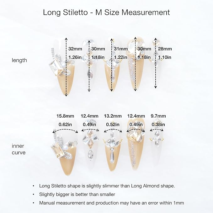 Luxury Long Stiletto Press-On Nails, Yellow Glitter with 3D Rhinestones and Heart Gems, Handmade False Nail 10 Pieces (Medium, LS)