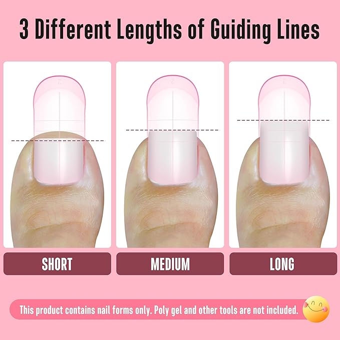NOVO OVO 300 Pcs Toe Nail Dual Forms for Poly Gel Toenail Extension, PINK, Reusable Molds for Polygel Buider Hard Gel Acrylic French Tip Toenails, for Nail Art Salon Pedicure & DIY at Home 15 sizes