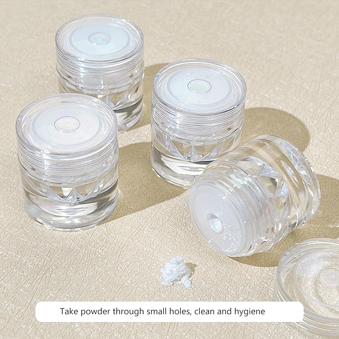 3 Jars White Pearl Chrome Powder for Nails, Moonlight Mirror Effect Aurora Glitter White Shimmer Pigment for Art Design