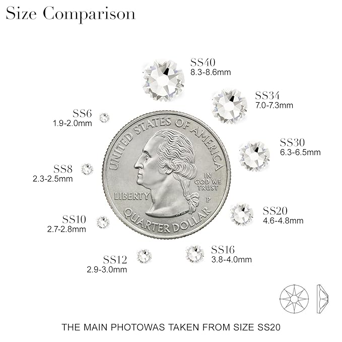 Novani Clear Rhinestones 288pcs Flat Back Round Rhinestone Style 2088 Sparkly Crystal Gemstones for Nail Art and Crafting SS30,6.4-6.6mm