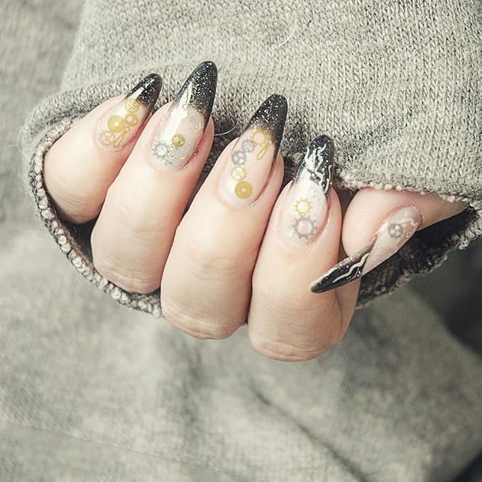 2 Boxes Steam Punk Gears Wheel Nail Studs Nail Art Metal Ultra thin 3D Nail Art Sequin Gear Nail Stickers Vintage for DIY Manicure Decorations Mixed Pattern