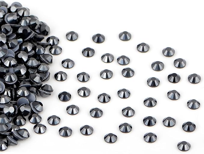 2880 Pieces SS10 Jet Hematite Hotfix Rhinestones Flatback Round Crystal Glass Rhinestones Gems for Crafts Nail Face Art Clothes Shoes Bags DIY