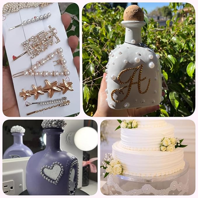 42000 Pcs Flat Back Pearls for Crafting with B7000 Glue White Half Pearls Beads for Jewelry Making Crafts Nails Clothes Shoes Hair Graduation Cap Decorations Cup DIY 2/3/4/5/6/8/10mm