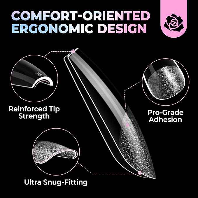 UNA GELLA Coffin Gel Nail Tips Medium 15 Sizes 300PCS Pre-Etched Clear Fake Nail Tips Easy DIY Salon Medium Coffin Press On Nails Snug Fit Full False Acrylic Tips Extensions Long-Lasting Hold