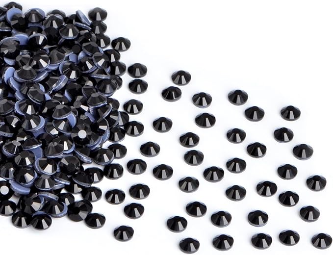 2880 Pieces SS6 Black Hotfix Rhinestones Flatback Round Crystal Glass Rhinestones Gems for Crafts Nail Face Art Clothes Shoes Bags DIY