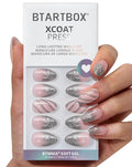 BTArtbox French Tip Press On Nails - Sparkle Bow, Lamp-Curable Short Almond Press On Nails with Glue and Adhesive Tabs for Women in 16 Sizes - 32 Soft Gel Glue On Nails Kit