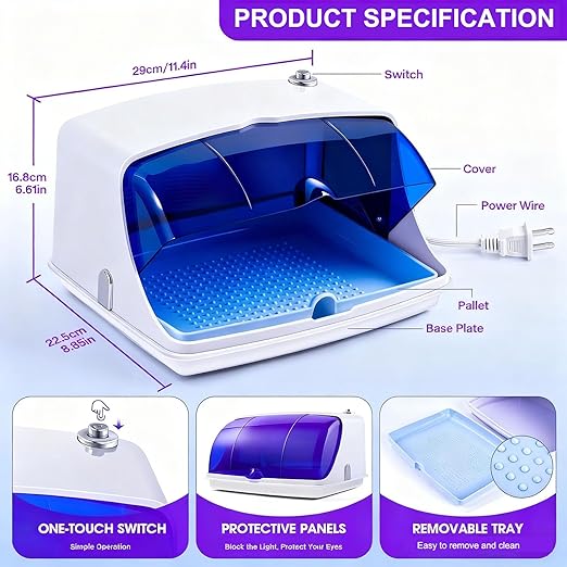 Large Capacity Nail Art Tool Sterilizer Box for Salon & Home Use - Professional Sterilizer Organizer for Manicure, Esthetician, Tattoo & Dental Accessories