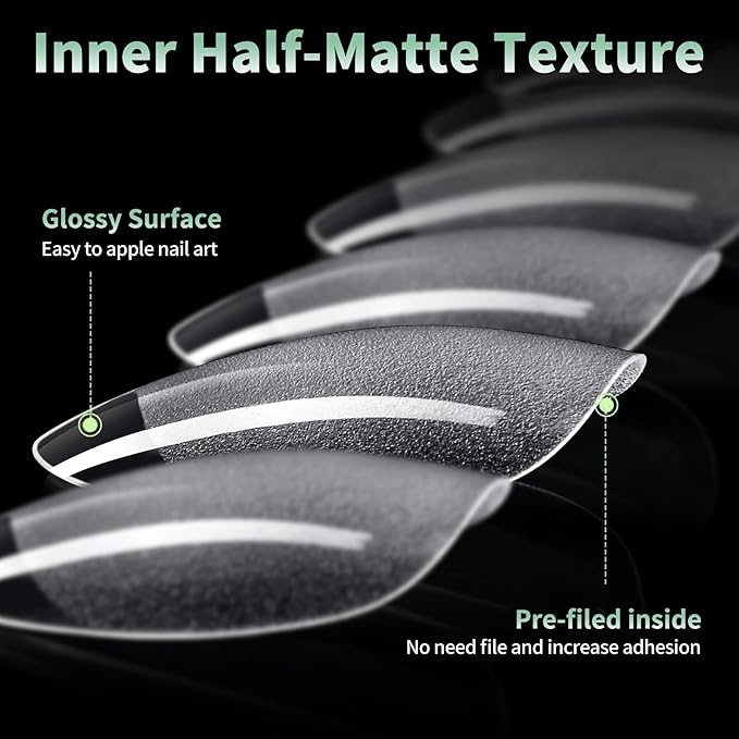 Medium Stiletto Nail Tips, 216pcs Acrylic Soft Fake Nails Gel Nail Tips, Full Cover Pre-Shaped Matte Clear Press on Nails for Extension, Diy at Home Manicure 12 Sizes
