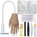 Acrylic Practice Hand Fake Nails Kit, BORNBYME Upgrade Nail Training Adjustable Finger Kits with Nail File, Nail Brush and Nail Brush Kit,200 PCS Nail Tips, White
