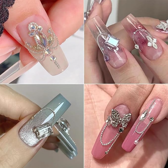 12 Grids Art Charms Metal Beads 3D Caviar Small Steel Ball Nail Accessories Nail Art Metal Mini 3D Mixed Sizes DIY Decorations Accessories (Silvery and Gold)