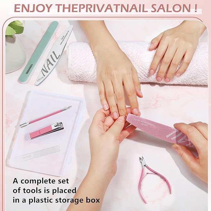 Gifts for Women Manicure Kit for Women Travel Nail Care Kit with Nail Clippers Cuticle Trimmer Cuticle Pusher Glass Nail Files and Buffers Nail Kit Pedicure Manicure Tools Cuticle Care Kit with Case