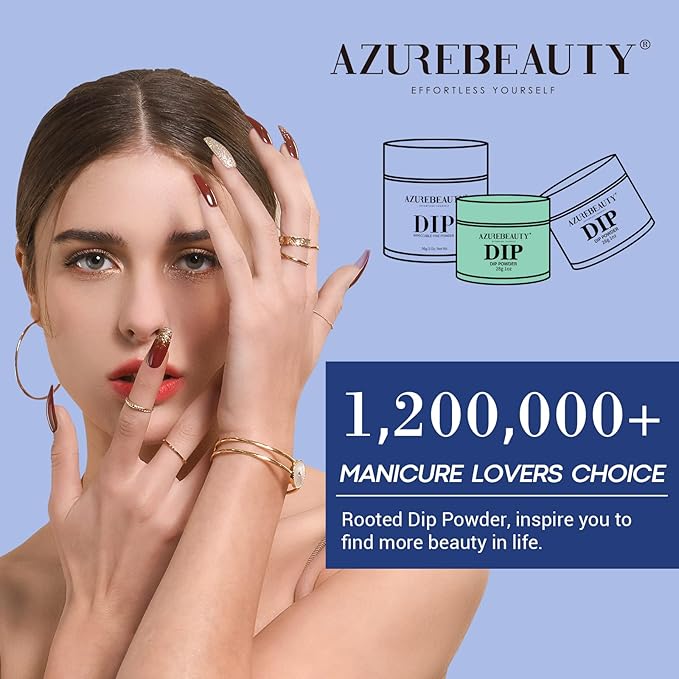 AZUREBEAUTY Dip Powder Nail Set Blue Sage Green Grey Shades, 6 Dark Colors Dipping Powder Starter Kit French Nail Art Manicure DIY Salon for Women, No Need Nail Lamp Cured