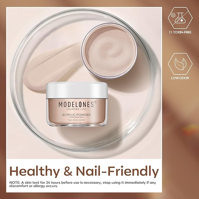 Modelones Nude Acrylic Powder 6 Colors Acrylic Nail Powder Kit Chocolate Brown Latte Soft Tones Cover Powder for Nail Art Extension No Nail Lamp Needed