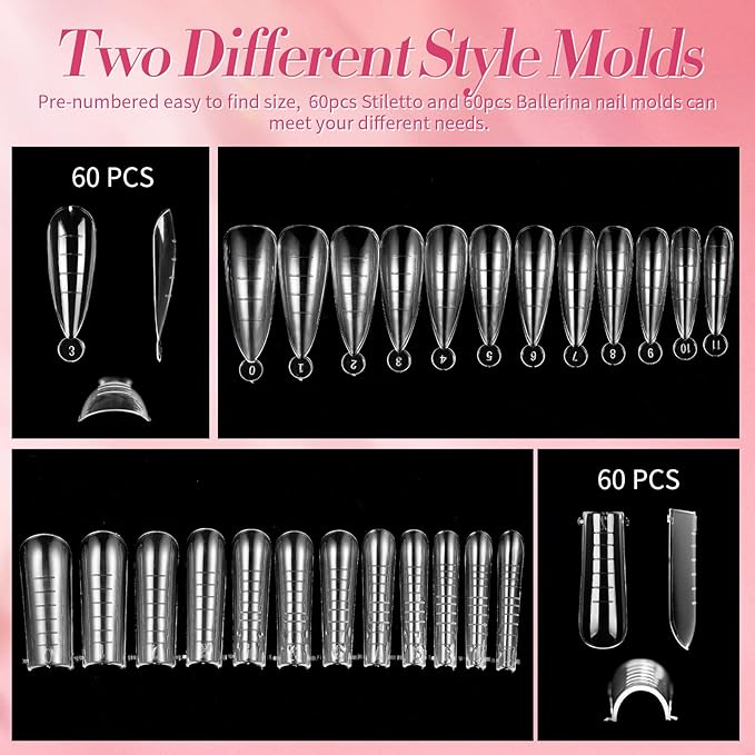 BORN PRETTY Poly Nail Extension Gel Kit-6 Colors Poly Nails Gel Kit Nude Clear Jelly Pink All In One Kit Builder Glue Gel with Nail Lamp Base Top Coat Set Nail Forms French Manicure Set for Beginner Starter DIY at Home Mother's Day Gifts