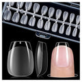 gelike ec Extra Short Soft Gel Nail Tips Kit for Soak Off Nail Extensions,Full Cover,Coffin Shaped,Pre-buff PMMA Resin,Clear Ultra-Thin Design,12 Sizes,240 Pieces,Extra Short Coffin