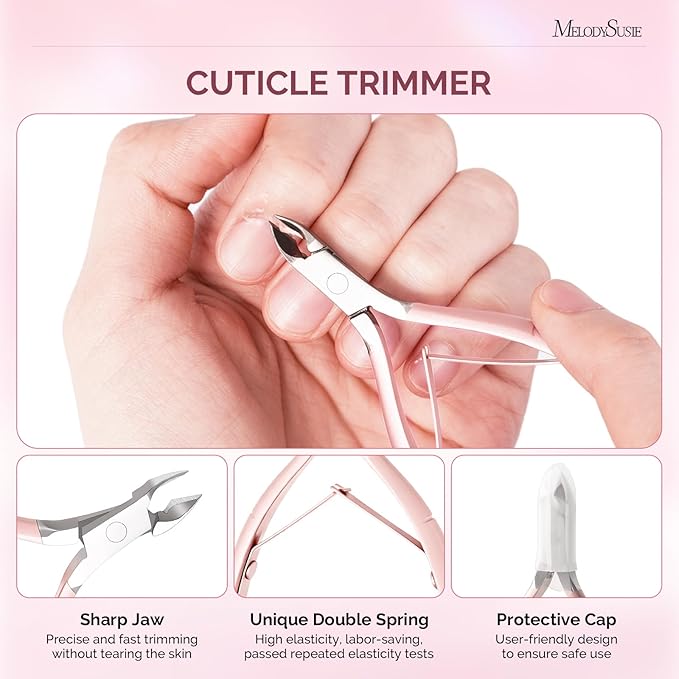 Melodysusie 4 in 1 Acrylic Nail Clippers Set, with Cuticle Trimmer and Dual-Ended Cuticle Pusher Remover, Stainless Steel Acrylic Nail Cutter Set, Pedicure Manicure Acrylic Nail Tools for Home Salon