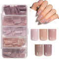 AILLSA RealFit Nude Tone Mixed Color Press On Nails Short Square, 4 in 1 False Nail Tips Set Long Lasting Fake Nail Extensions For Nail Art DIY 150 PCS