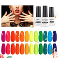AIMEILI Neon Gel Nail Polish Set, Hema Free, Cruelty Free, Vegan, Summer Nails Orange Hot Pink Blue Yellow Green Purple Gel 12 Colors Kit Set 23